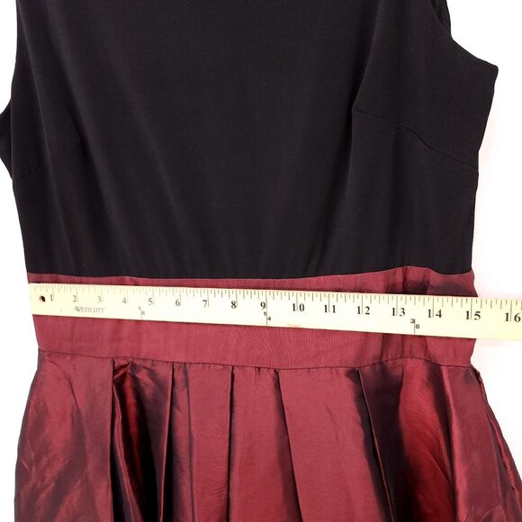 SL Fashions Party Dress Size 12 Pleated Pockets Red Black Sleeveless Open Back - Picture 11 of 13